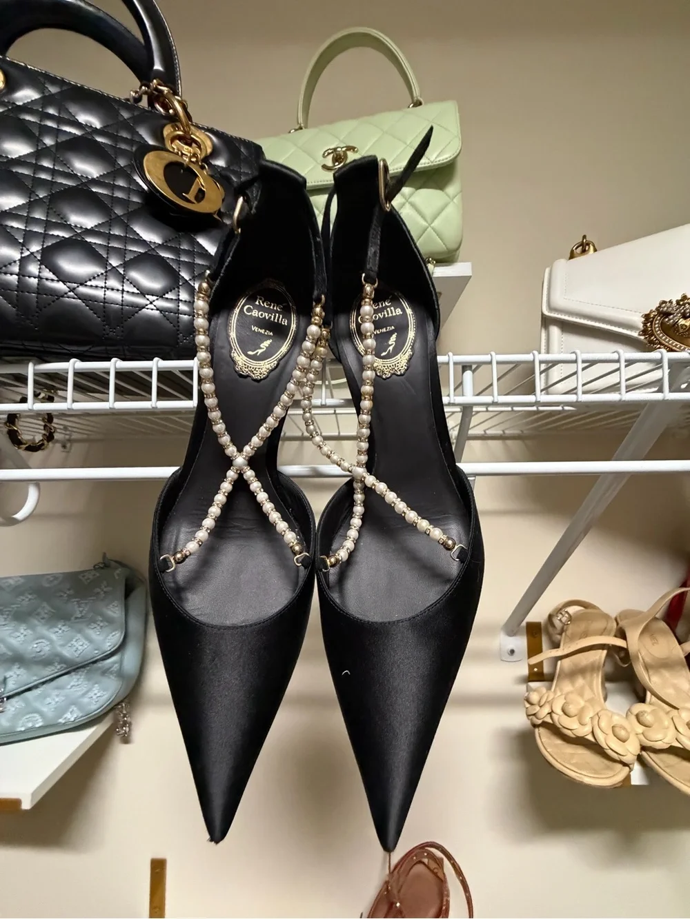 Rene Caovilla satin pointed